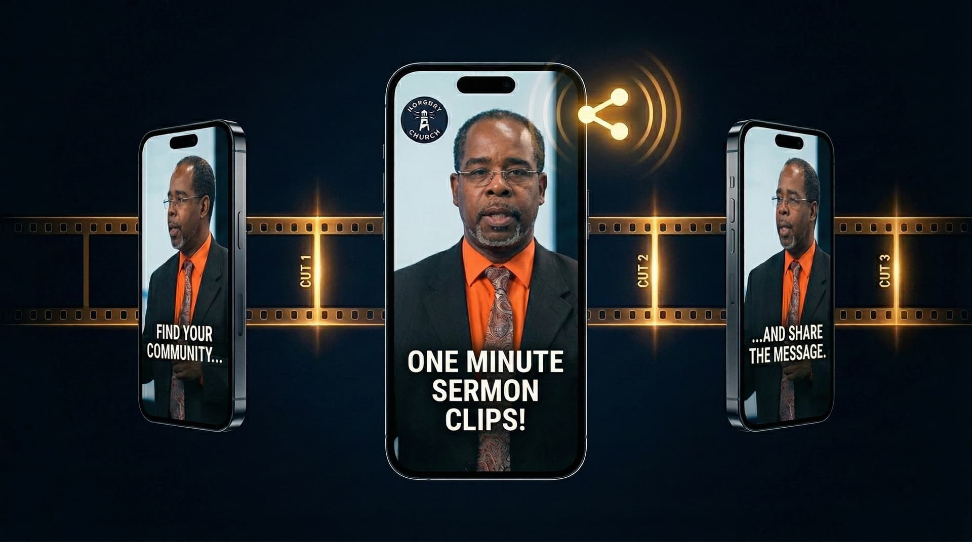 Sermon clip ready to share on phone screen