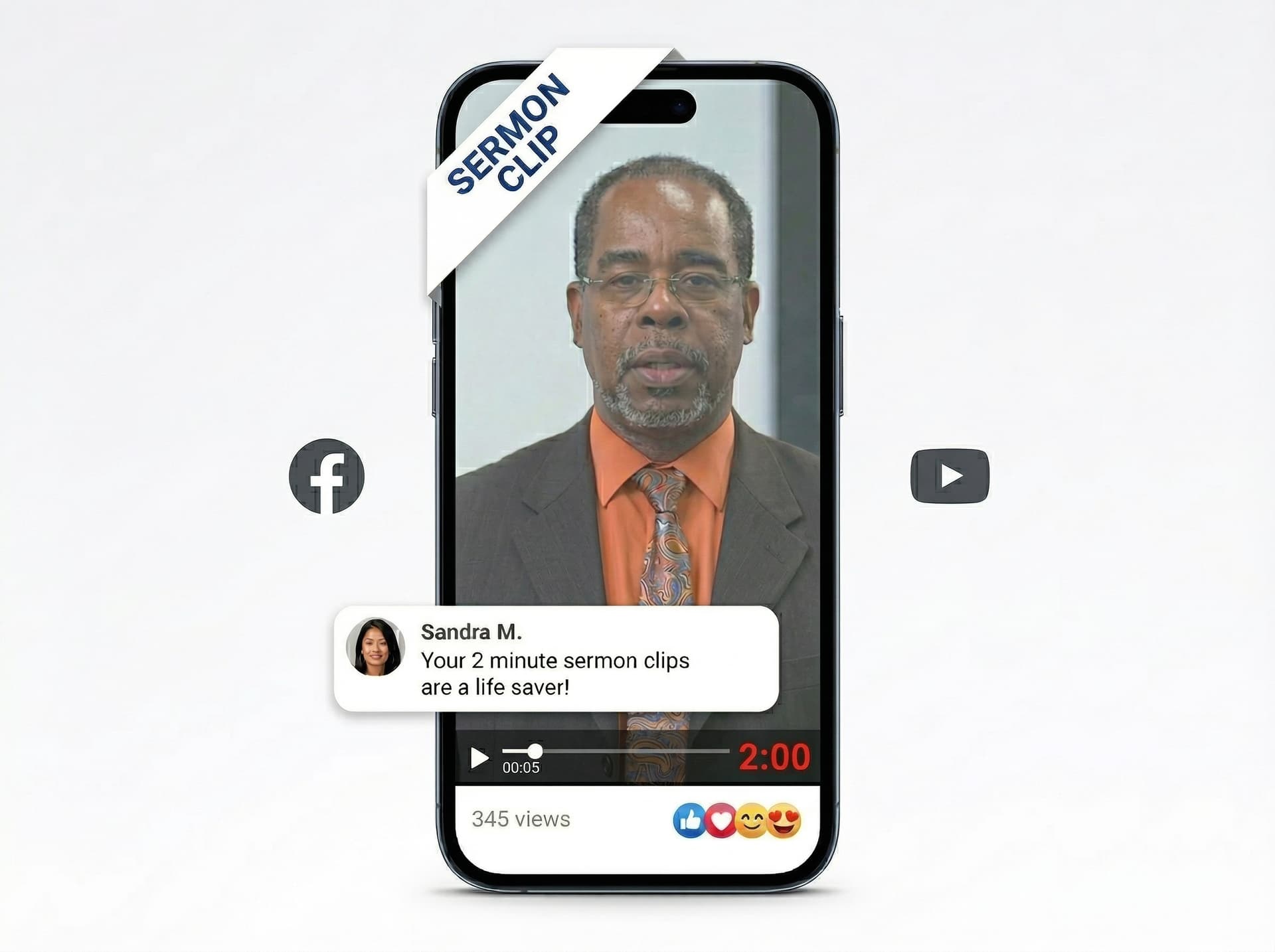 Branded 2-minute sermon clip with 14K views and shares